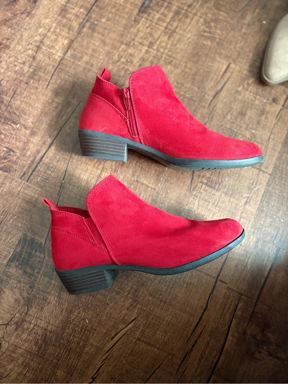 SO "Angelfish" Women's Sz 8 Faux-Suede Ankle Boots side zip - Picture 4 of 9
